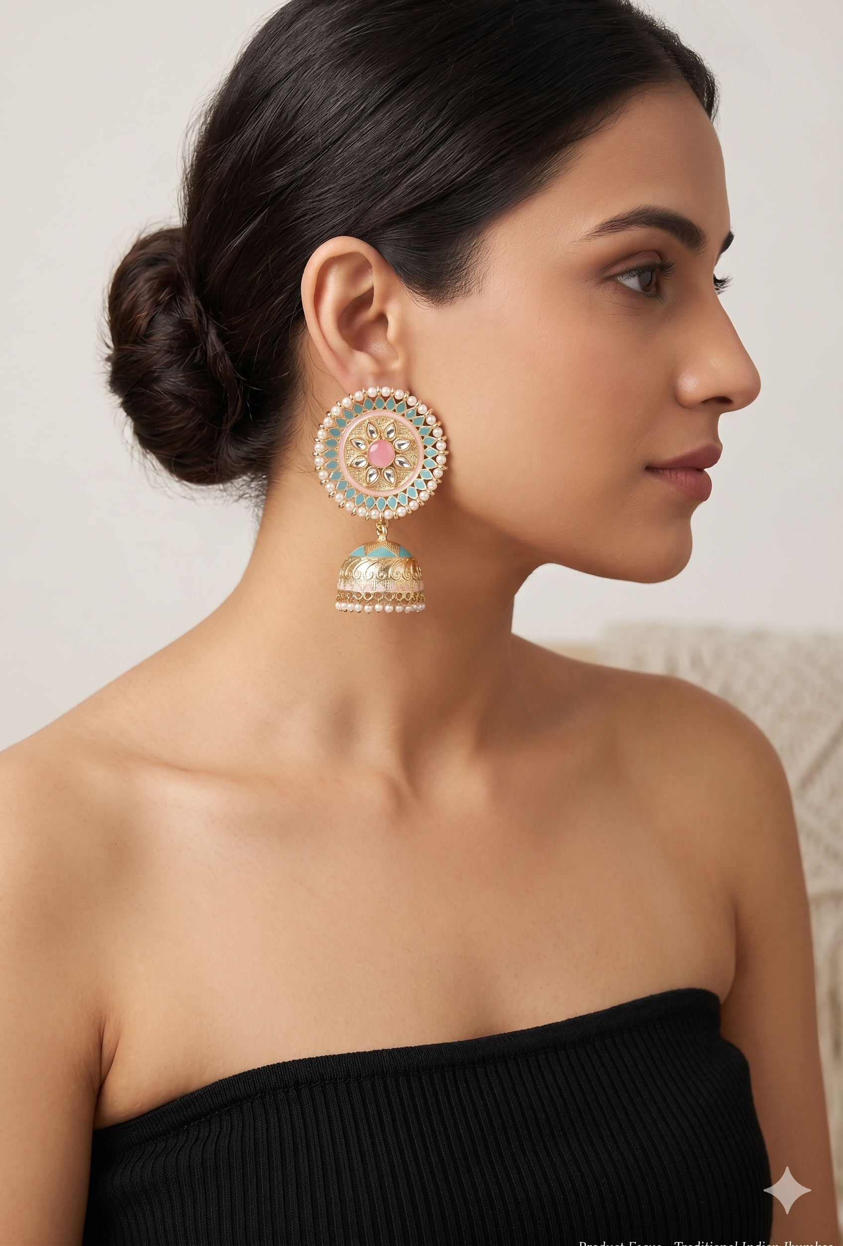 Elegant Pastel Jhumka Earrings – Handcrafted Meenakari & Kundan Traditional Drops