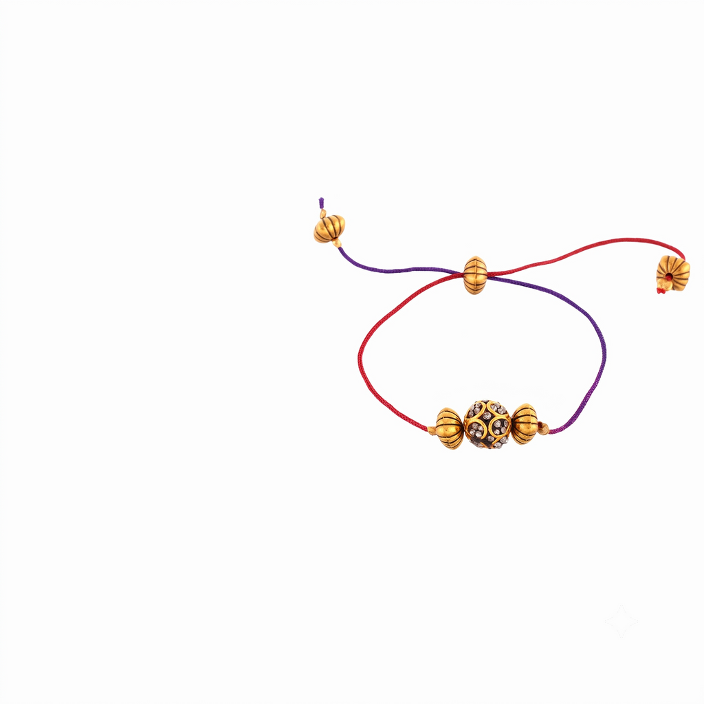Elegant Rakhi & Lumba Set for Bhaiya Bhabhi – Designer Gold Bracelet & Thread Rakhi Combo