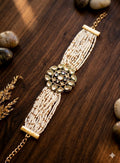 Aahana Kundan & Multi-Strand Pearl Bracelet | Traditional Meenakari Cuff