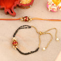 Elegant Red & Gold Bead Rakhi and Lumba Set – Traditional Indian Raksha Bandhan Gift