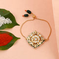 Handcrafted Kundan & Pearl Adjustable Rakhi Bracelet – Premium Festive Gift