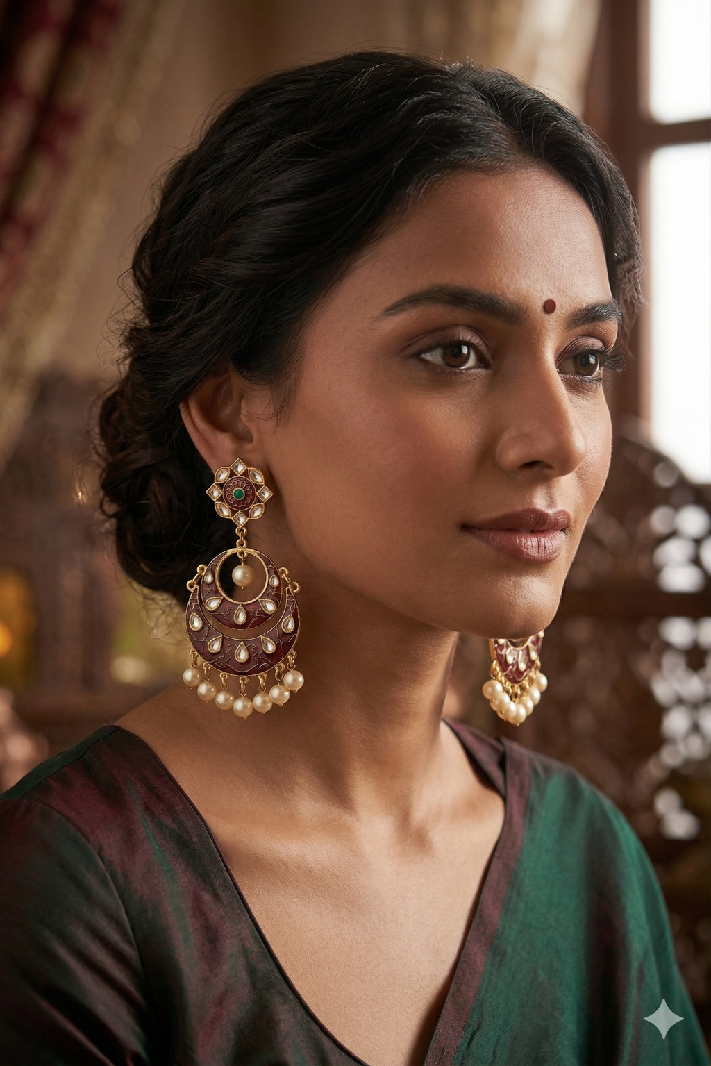 Gold Plated Kundan Jhoomar Chandbali Earrings with Pearl Drops | Long Ethnic Statement Earrings for Women | Wedding & Festive Wear