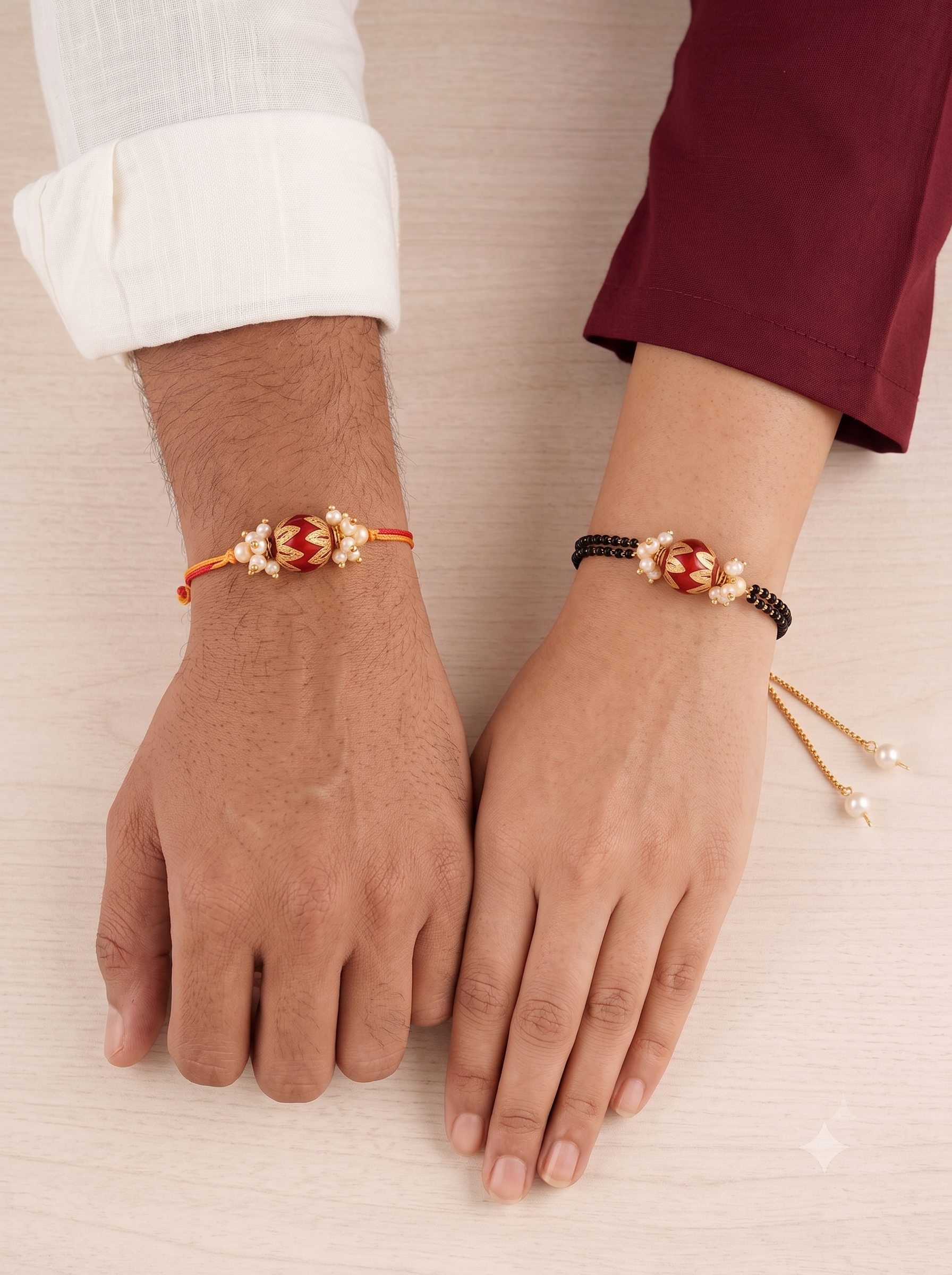 Elegant Red & Gold Bead Rakhi and Lumba Set – Traditional Indian Raksha Bandhan Gift