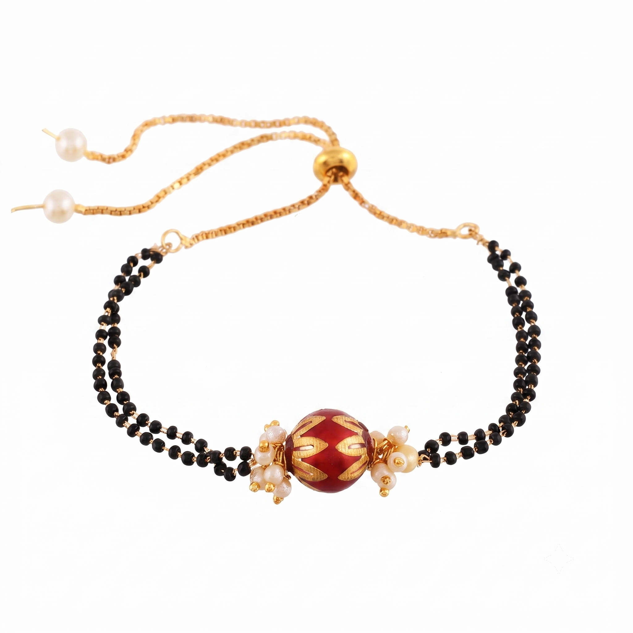 Elegant Red & Gold Bead Rakhi and Lumba Set – Traditional Indian Raksha Bandhan Gift