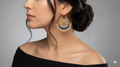 Royal Blue Enamel & Pearl Filigree Hoop Earrings – Gold Plated Chandbali Drop Earrings