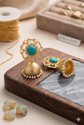 The Elegant: Antique Style Turquoise Stone Bell Earrings – Handcrafted Ethnic Jewelry