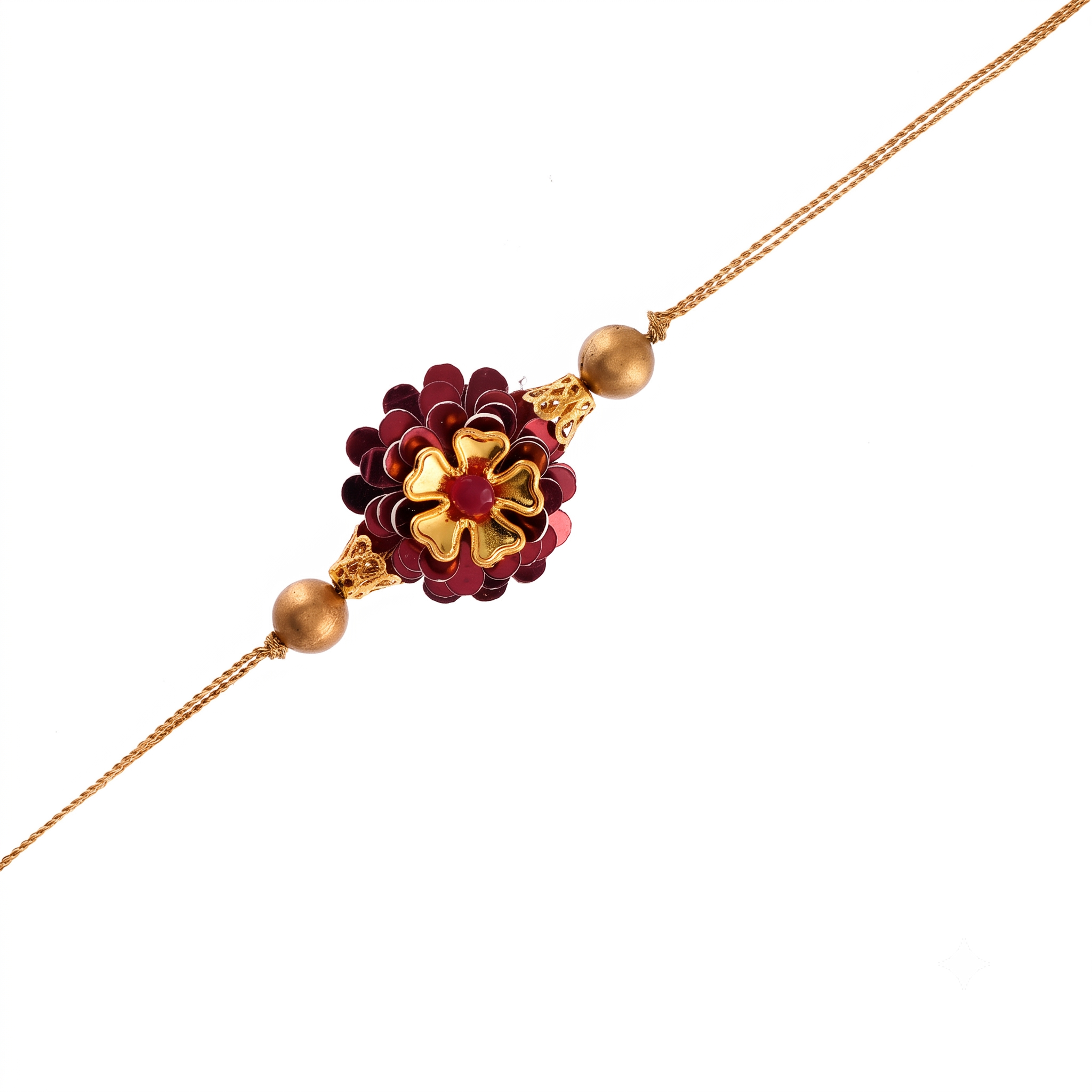 Handcrafted Maroon & Gold Floral Designer Rakhi for Brother | Premium Beaded Traditional Rakhi