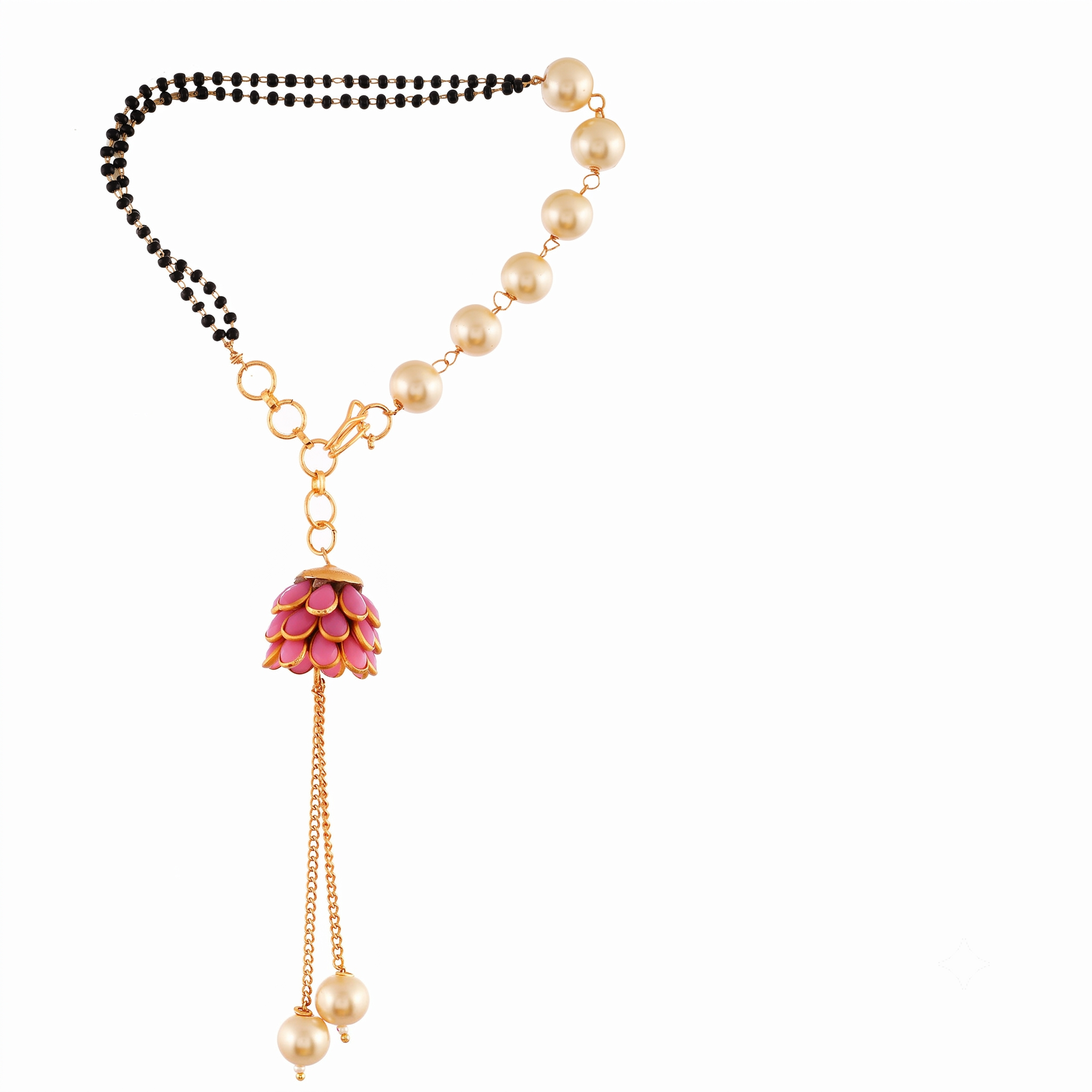 Elegant Bhaiya Bhabhi Rakhi Set - Pink Floral Thread Rakhi & Pearl Lumba Bracelet Combo