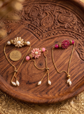 Set of 3 Designer Rakhi Bracelets for Brother - Pearl, Pink, and Maroon Floral Raksha Bandhan Combo Pack