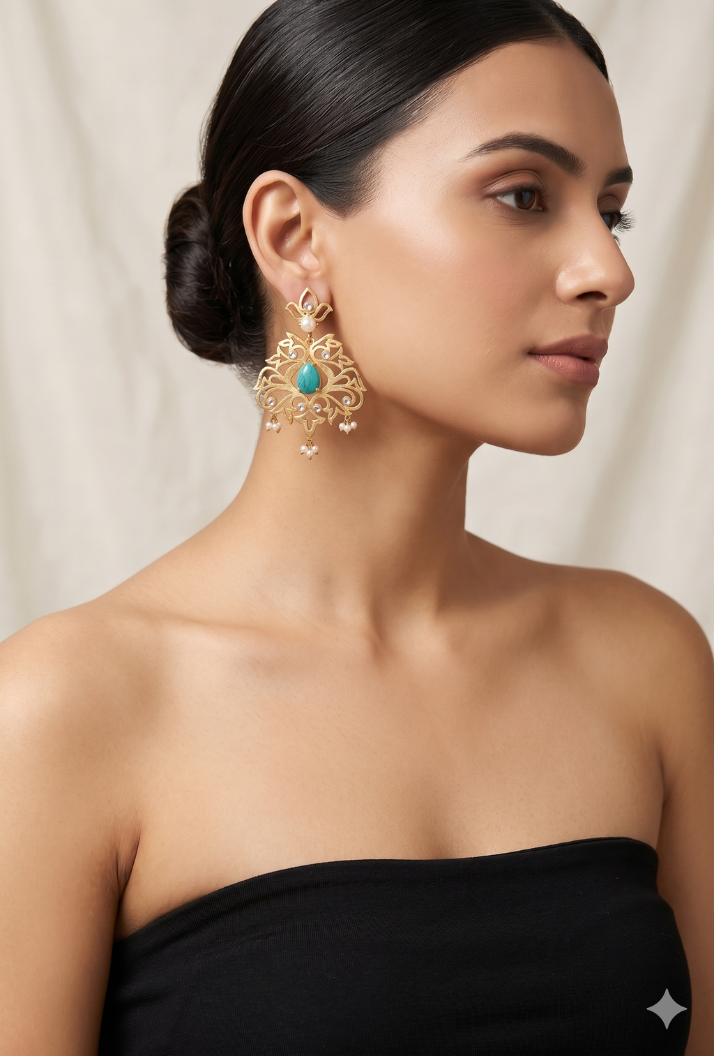 The "Heritage Bloom" Turquoise and Pearl Filigree Statement Earrings