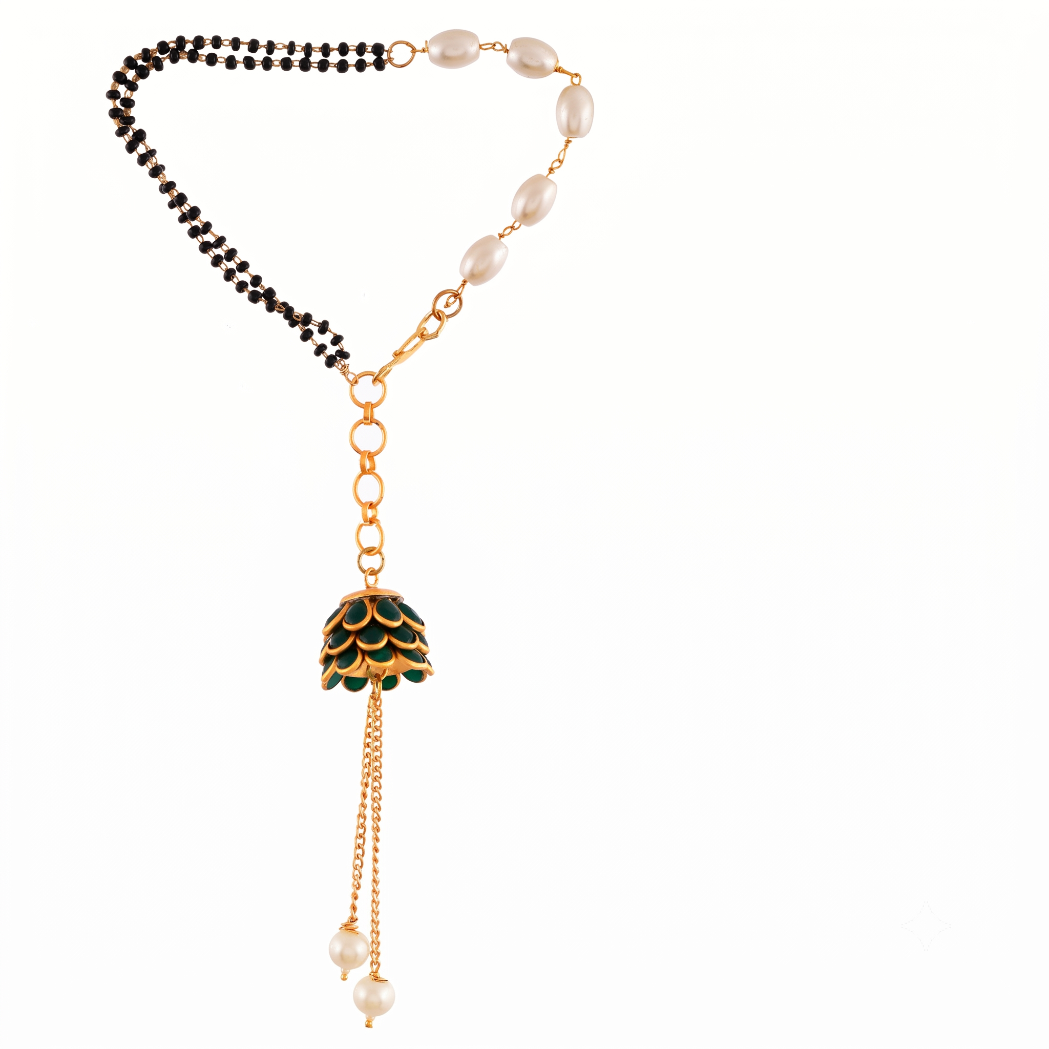 Elegant Bhaiya Bhabhi Rakhi Set – Green Floral Thread Rakhi & Pearl Lumba Bracelet Set