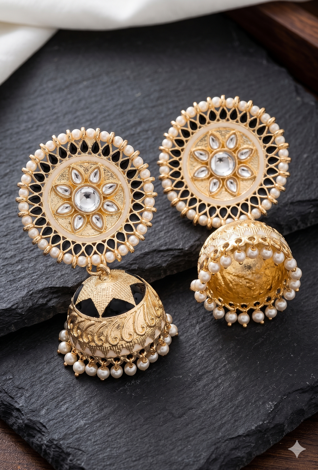 The Elegant & Traditional Approach (Best for Weddings/Festivals)  Royal Jhumka Earrings