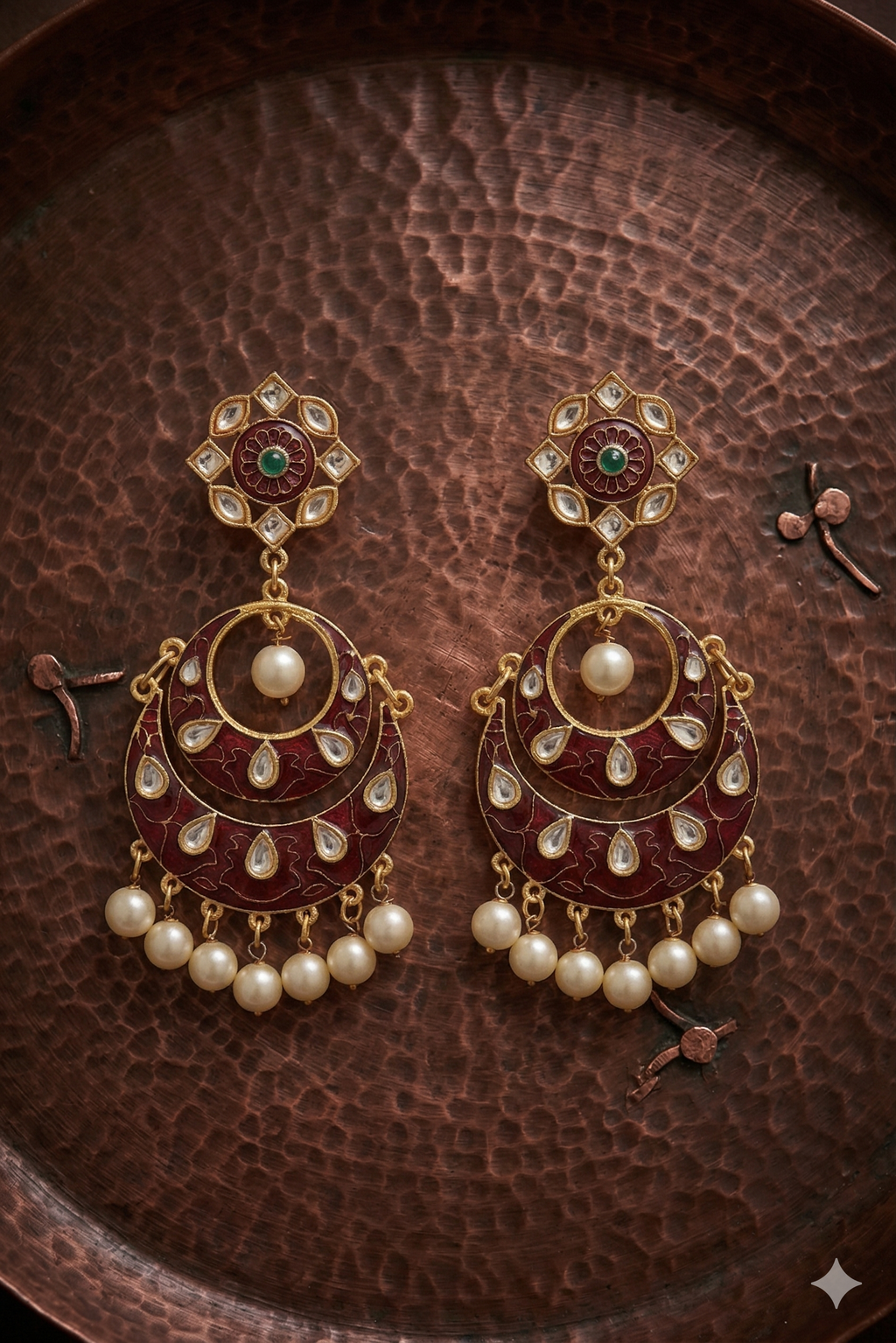Gold Plated Kundan Jhoomar Chandbali Earrings with Pearl Drops | Long Ethnic Statement Earrings for Women | Wedding & Festive Wear