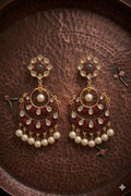 Gold Plated Kundan Jhoomar Chandbali Earrings with Pearl Drops | Long Ethnic Statement Earrings for Women | Wedding & Festive Wear