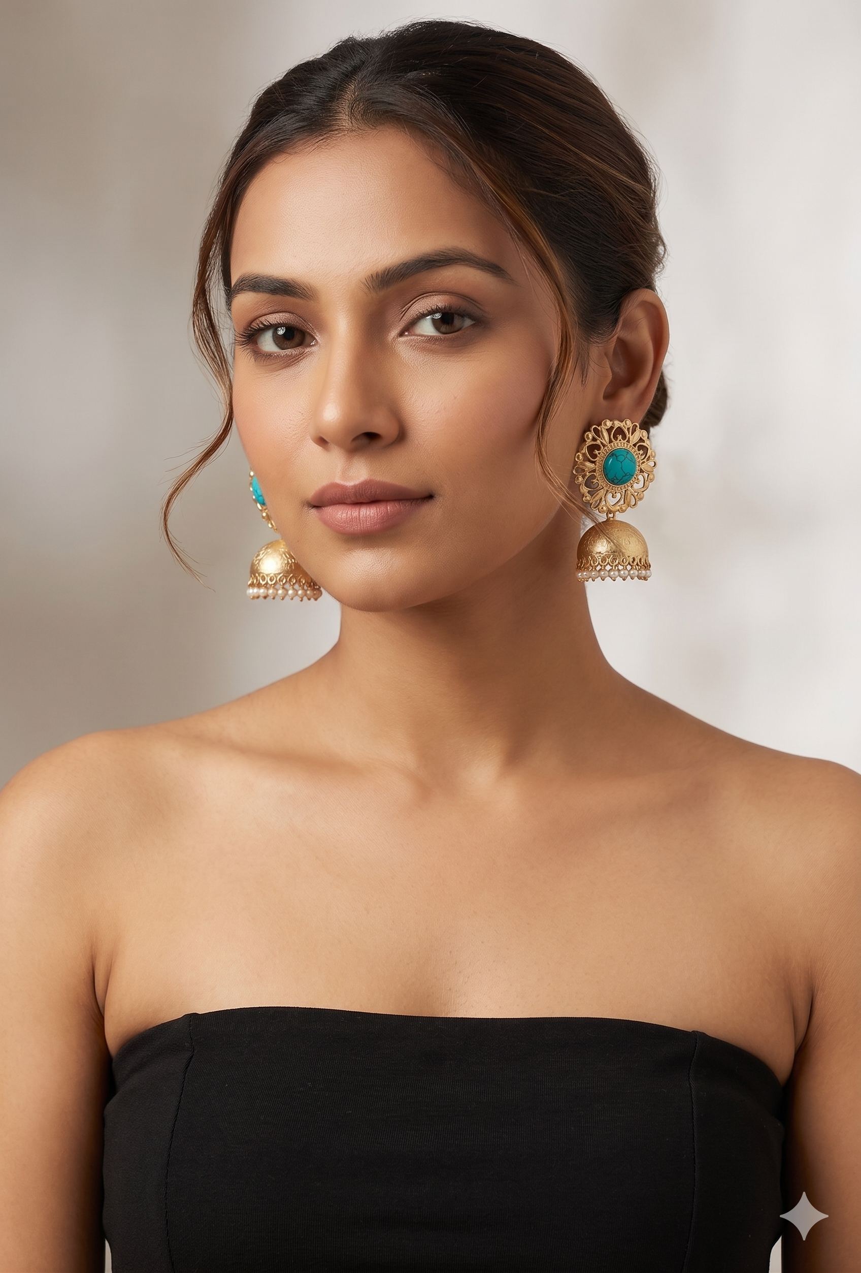The Elegant: Antique Style Turquoise Stone Bell Earrings – Handcrafted Ethnic Jewelry