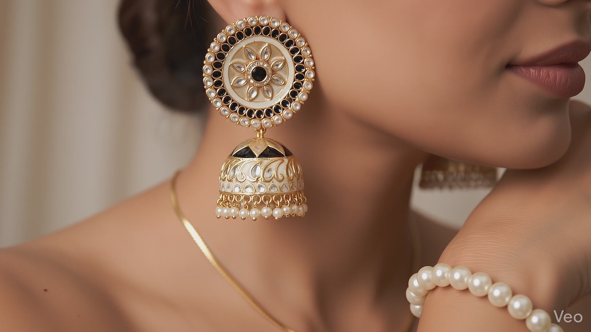 The Elegant & Traditional Approach (Best for Weddings/Festivals)  Royal Jhumka Earrings